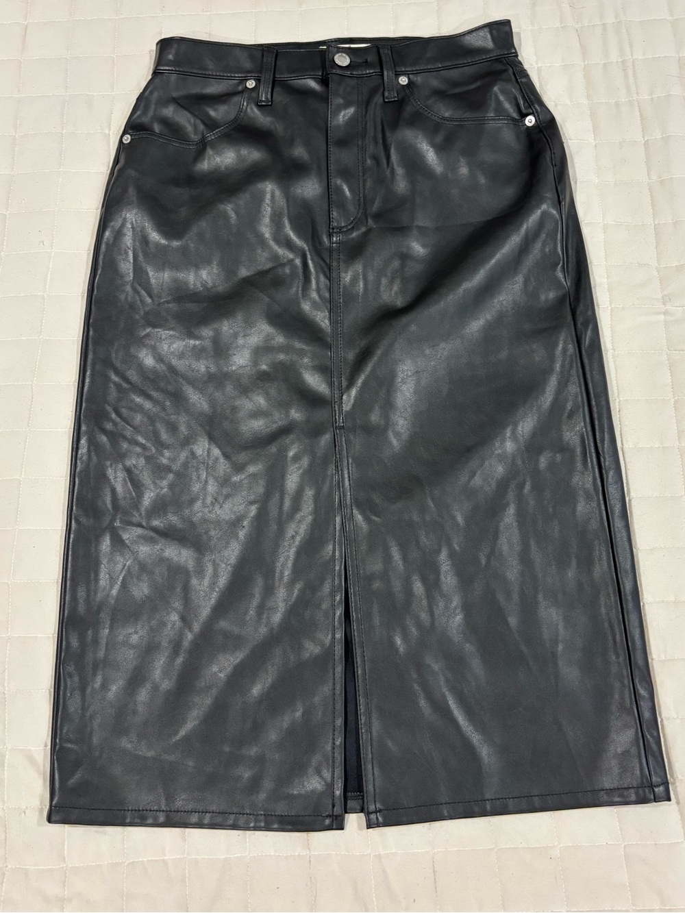NWT Universal Thread Faux Leather Midi Skirt Black Size 8